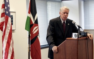 Ranneberger, U.S. ambassador to Kenya, speaks at news conference in Nairobi